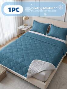 1 Stück dunkelblaue Kühlgarn-Steppdecke, Bettwäsche, Klimaanlagen-Decke, Sommer-Kühlungsdecke, Raumdekoration, atmungsaktiv & leicht, supersoft & bequem, passend für Twin, Full, King, Queen, perfekt für Zuhause & Wohnheim, Kissen & Kissenbezug nicht enthalten - Dunkelblau - View 3
