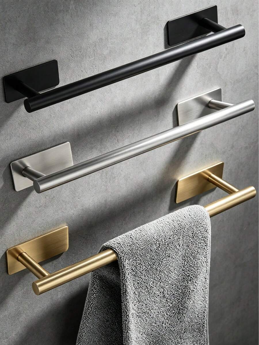 Self-Adhesive Stainless Steel Towel Bar, No Drilling Required, Bathroom Towel Rack, Bathroom Accessories, Adhesive Towel Rack, Wall-Mounted Bathroom Towel Rack, Bathroom Storage, Towel Hook, Bath Towel Rack, Bathroom Storage Rack