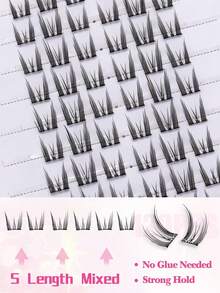 60pcs Cartoon Cat Ear Design Glue-Free Natural Style False Eyelashes, Manga Eyelashes, Fairy Eyelashes, Angel Eyelashes, Invisible Band Cluster Wild Cat Eyelashes, Cluster False Eyelashes, Suitable For Travel, Beach Vacation, Camping, Suitable For Eyelash Extension, Suitable For Slouchy People, Beauty Bloggers, Wedding Gifts, Mother's Day Gifts - View 8