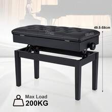 Height Adjustable Faux Leather Piano Stool With Storage - 72x33x58cm - View 2