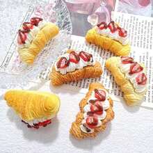 Miniature Food Toy Croissant Cream Filled Horn Bread Resin Accessories DIY Phone Case Phone Charm Decoration - Multicolor - View 2