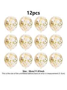 12 globos de látex transparentes con lentejuelas doradas de 12 pulgadas, 12 piezas - Dorado - Ver 7