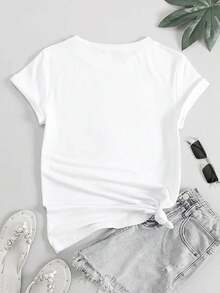 In My Kindergarten Era Retro Back To School Teacher Student T-Shirt - Women's Breathable And Comfortable Round Neck T-Shirt - 白色 - 查看 2