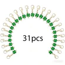 16/31pcs Green Four-Leaf Clover Keychains, Lucky Charms, Perfect Gifts For Mother's Day, St. Patrick's Day, Back To School, Graduation, Colleagues, Friends And Exquisite Birthday Presents - View 2