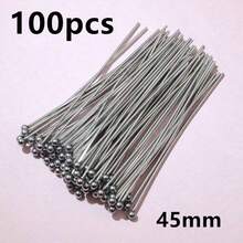 100pcs 20-70mm Length Stainless Steel Ball Head Pins/Eye Head Pins/Flat Head Pins DIY Jewelry Making Accessories Findings - Steel - View 34