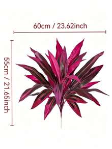 1 Bunch Purple Artificial Boston Fern, Dracaena Plant,18 Leaves Faux Purple-Red Ti Leaf, Tropical Fake Plant For Wedding, Party & Home Decor, Ideal For Christmas & Valentine's Day, No Pot Included - Red Violet - View 4