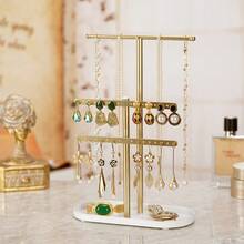1pc Jewelry Organizer Hanging With Metal Multi Tier Necklace Display Stand Holder For Bracelets Earrings Rings Pendant Storage Rack Display Solution - Multicolor - View 6