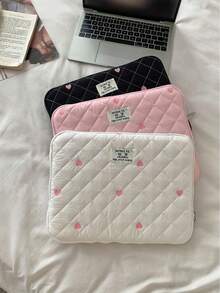 1 buah Sarung Tablet Bordir Hati Lucu, Ringan dan Tahan Gores, Cocok untuk Tablet 11"/13"/15", Tas Pelindung Penyimpanan Komputer Sentuh Nyaman Bertekstur Kreatif - MultiWarna - View 2