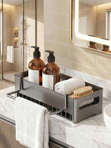 1Pc For Home Cooks, Kitchen Sink Caddy Organizer With Double Towel Racks, Countertop Storage Holder. Drainable, Rust-Resistant, Easy To Clean And Space-Saving. Great For Sponges, Soap And Cleaning Tools, Ideal For Daily Kitchen Organization. - Multicolor - View 8