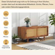 Scarpiera in rattan con 2 ante / Scarpiera moderna / con ripiano regolabile / Scarpiera elegante / Facile da pulire e montare / Per ingresso, soggiorno e camera da letto, 104*40*48 cm - Noce - Visualizzare 5