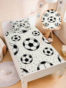 2/3-teiliges minimalistisches Fußball-Bettwäsche-Set mit Skizzen-Design, einfarbiges Spannbetttuch mit Fußball-Muster, Jungen-Sportstil Schlafzimmerdekoration, weiches Bettlaken-Set (Twin/Full/Queen Größe) - Verschiedenfarbig - Übersicht 4