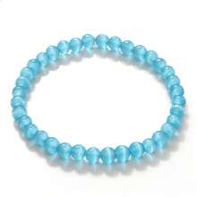 1pc 6mm Cat Eye Stone Bead Bracelet, Multicolor Round Stone Beads Elastic Bangle, Minimalist Fashion Women's Couple Daily Wear Gift - 6mm Cat's Eye - View 20