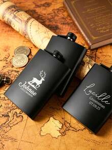 Personalized Matte Black Groomsman Flask - Engraved Stainless Steel Flask - Unique Gift For Men, Perfect For Wedding Parties - Multicolor - View 6