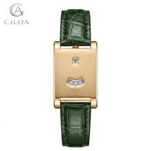 Reloj CILOA de cuarzo resistente al agua con esfera cuadrada única para hombre[522] - Verde militar - Ver 1