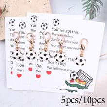 5pcs/10pcs Soccer Keychain Set, Includes Thank You Theme Pocket Hug Tokens, Pocket Hug Gift Bags. Suitable For Soccer Celebration Season, Soccer Theme Party Supplies, Game Viewing Party, Fan Gifts, Summer Outdoor, International Soccer Events, Friendship Gifts, Brother's Birthday And More Party Keychain Set. Give To Your Brother, Friend, Teammate And Family. - Multicolor - View 3