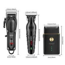 HIENA 男士電動理髮器鬍鬚修剪器 4 件理容套裝/單件鼻毛修剪器 專業理髮器鬍鬚與鬢角修剪器 無線充電 數位顯示 電動刮鬍刀禮品套裝 - 彩色 - 查看 3
