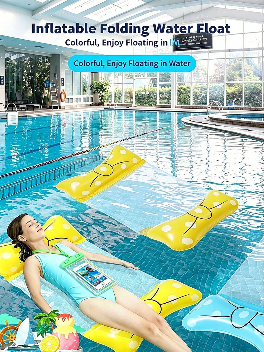 1 Set Summer Adult Pool Wave Floating Mat, Thickened Inflatable Pool Lounge Chair, Multi-Functional PVC Water Floating Bed Chair, Uninflated, Fabric Floating Hammock, Adult Inflatable Pool Floating Mat, Lake Floating Raft, Fun Summer Outdoor Water Party, Pool Inflatable Toy, Beach Essential, Pool Floating Mat, Air Pump And Waterproof Phone Bag Sold Separately - Multiple Styles - View 1