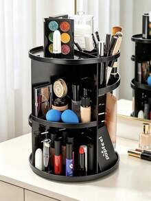 360° Rotating Desktop Organizer Acrylic Storage Box Vanity Lipstick Skincare Organizer Cosmetic Display Rack - White - View 12
