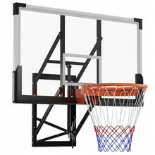 Gaderth 54 Inch Wall Mounted Basketball Hoop, 8-10 FT Adjustable Height Shatterproof PC Backboard Basketball Goal With 18 Inch Solid Rim For Indoor & Outdoor Use, Home, Gym, Backyard - Black 54inch - View 1