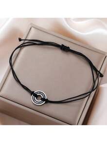 LIKGREAT 1pc Stainless Steel Nordic Runes Round Charm Bracelet Women Men Adjustable Black Red Rope Bracelets Amulet Protective Jewelry Gift - Bracelet Series - View 4