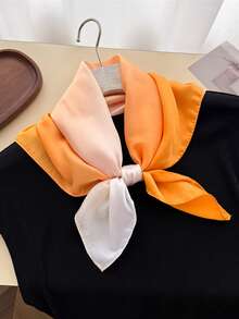 1pc Bandana Gradient Atmosphere Print Scarf, Faux Silk Vintage Premium Feel Sun Protection Shawl Neck Tie Square Scarf Necktie Headscarf - Multicolor - View 10