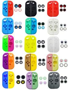 2 piezas Funda protectora + 4 piezas Juego de tapas para joystick, compatible con controles Joy-Con de Switch y Switch OLED, anti-caída, anti-explosión, anti-deslizante, anti-arañazos, anti-sudor, diseño ergonómico que mejora la sensación de control de juego - 2 fundas protectoras + 4 tapas para joysticks - Ver 2