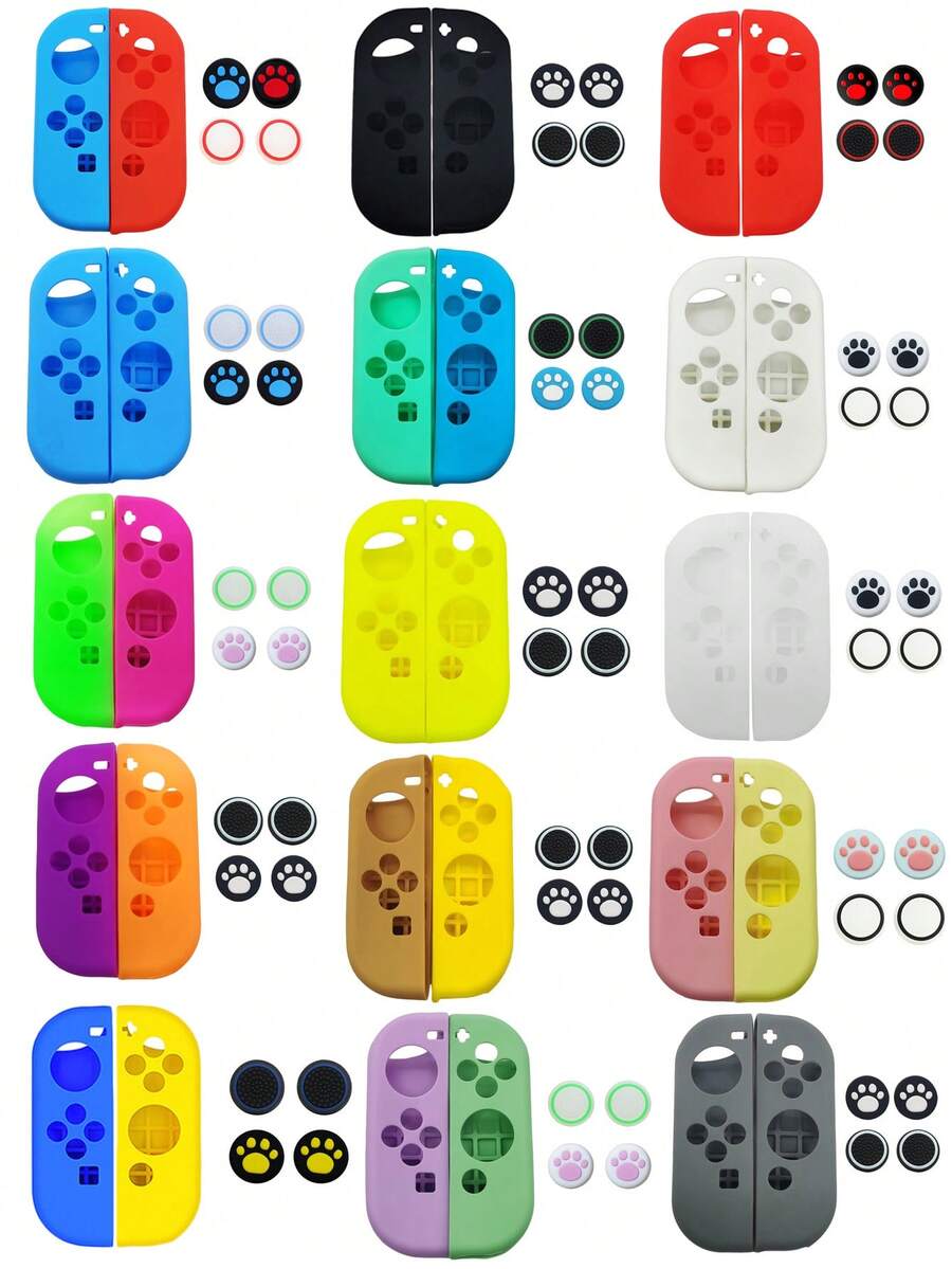 2 piezas Funda protectora + 4 piezas Juego de tapas para joystick, compatible con controles Joy-Con de Switch y Switch OLED, anti-caída, anti-explosión, anti-deslizante, anti-arañazos, anti-sudor, diseño ergonómico que mejora la sensación de control de juego