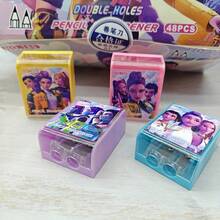 1pc Themed Dual-Hole Pencil Sharpener, Anime Print Stationery, Compact Desktop Accessory, Suitable For Daily Pencil Sharpening And Office Use, Ideal Gift For Fans And Stationery Enthusiasts - Multiple Colors and Random Styles - View 4