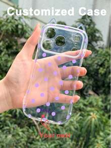 GIIPPA 1pc Transparent Custom Polka Dot Phone Case, Suitable For IPhone 17/16/15/14/13/12/11/Pro Plus Max, Custom Image Phone Case, Custom Name Phone Case, Back To School Gift, Graduation Gift, Vacation Gift, Anniversary Gift, Valentine's Day Gift, Birthday Gift, Wedding Gift - Multicolor - View 2