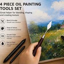 4pcs Oil Pastel & Crayon Blending Tool Set, 2 Blending Stumps + 2 Blending Knives, For Smooth Transitions, Highlighting, Smudging And Color Mixing - Sets - View 3
