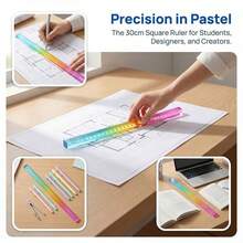 Regla y Cubo Coloridos - Herramienta de Dibujo Geométrico 2 en 1, Conjunto de Artículos de Papelería para el Aprendizaje de Matemáticas, Suministros de Dibujo y Medición, Regreso a la Escuela - A - Ver 6