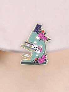 Floral Microscope Enamel Pin, Cute Rose Science Brooch For Biology Students - Multicolor - View 2