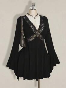 Women Midi Dresses - Black - View 2