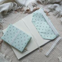 Sampul Buku Kain Polkadot Hijau Mint, Penutup Buku Tali Serut Mutiara dengan Hiasan Renda, Pelindung Jurnal Kain A5/A6 yang Dapat Digunakan Kembali untuk Penyimpanan Buku Catatan & Perencana, Kembali ke Sekolah - Set - View 11
