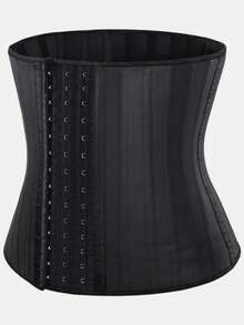 Women's Waist Shaping Waist Cincher Abdominal Control Belt With 3 Rows Of Hooks, Black Corset - Black - View 4