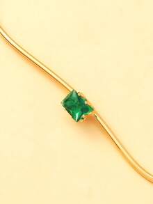 1pc New Square Asymmetric Choker Necklace, Personalized Minimalist Style Women's Accessory - Gold - View 3