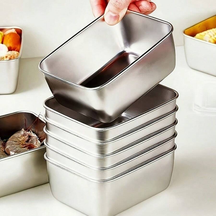 Ever Blooming 5pcs Stainless Steel Food Storage Containers With Lids, Reusable Lunch Boxes, Office Storage Set, Easy To Clean, Perfect For Meal Prep, Meat, Fruit, Snacks, Desserts, Etc. Ideal For Vacation, Office Use, Kitchen Food Storage, Frozen Foods, Etc.