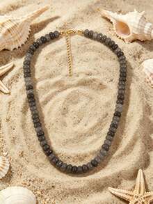 1pc European & American Bohemian Faux Stone Abacus Bead Beaded Necklace With Stainless Steel 18K Gold Plated Accessories, For Summer Beach Holiday - Handmade Beaded Faux Stone Stainless Steel Necklace - View 16