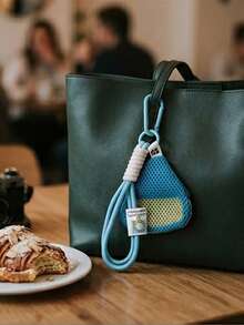 EIGIIS Contrast Color Bag Charm, Portable Mesh Bag, Round Mini Coin Purse, Portable Mini Key, Earphone And Small Accessory Storage Bag, Suitable For Women - Multicolor - View 5