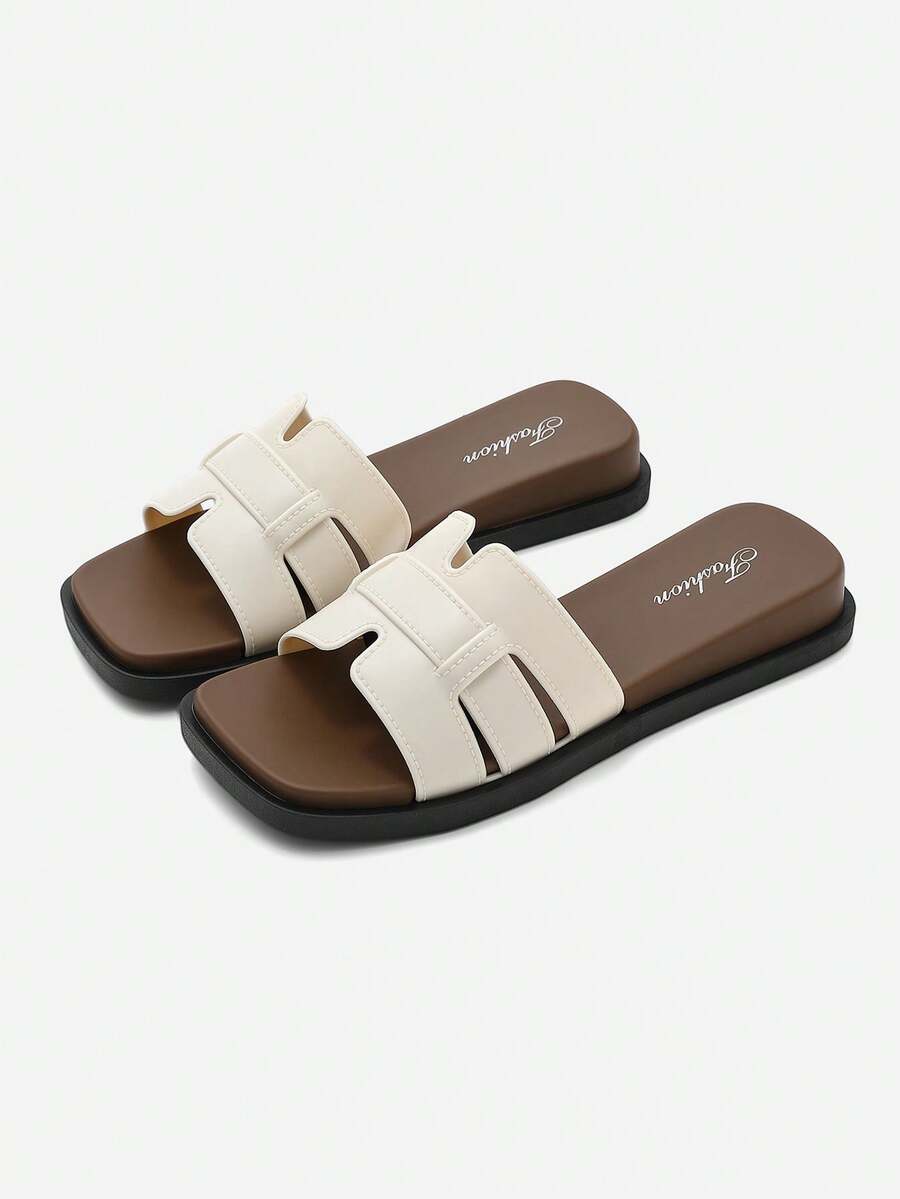 Fashion H-Strap Women's Sandals, Casual Flat Open Toe Slides, Summer Beach & Seaside Slippers