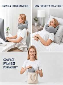 U-Shaped Inflatable Neck Pillow With Automatic Neck Support, Portable, Multi-Angle Adjustable, Quick-Release Buckle, Suitable For Travel, Home, Office And Car Use, Great Gift Recommendation For Holidays And Outdoor Activities - Multicolor - View 4