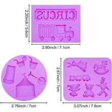 - Juego de moldes de silicona con temtica de circo, molde de silicona para decoracin de pasteles de payaso con moldes de fondant, diseos de tienda, kit de decoracin de pasteles y fundicin - púrpura (NF291) - Ver 2