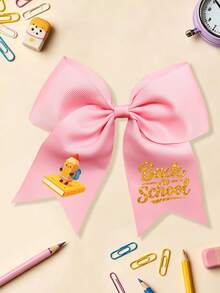1pc Back To School Cartoon Pencil Print Large Bow Hair Clip, Preppy Style Ribbon Hairpin, Sweet Student Hair Accessory For Girls - Books and Pens - View 20