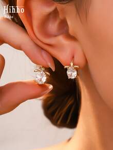 Hihho 1 Pair European And American Creative Ocean Animal Turtle Zirconia Earrings, Exquisite Small Personalized Elegant Girls Fashion Versatile Ear Jewelry Suitable For Daily, Vacation, Beach, Party, Outing, Gift For Friends - Turtle Earrings - View 6