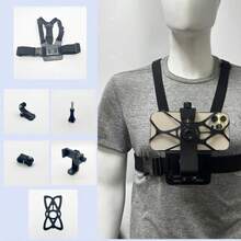 Adjustable Chest Mount Phone Holder Harness, Action Camera - Black Soft Pouch Design, Suitable For Cycling, Kayaking, Fishing, Skateboarding POV/VLOG Recording, Adventure Gear - Multicolor - View 6