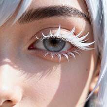 Pestaas Postizas Blancas Para Halloween, Extensiones De Pestaas Superiores E Inferiores Blancas Para Cosplay, Maquillaje, De Mscaras, 1 Juego Blanco Hl018 - Blanco - Ver 2