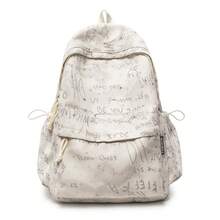 Ryggsäck med helmönstrat bokstavstryck och glitter, amerikansk vintage studentväska för skolan, stor kapacitet, avslappnad pendlingsryggsäck - Multifärgad - Visa 12