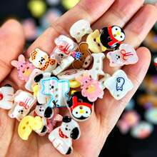 5/12/18/22/32/46 Buah Kancing Resin Kartun Bermata Dua Gaya Acak Pola Kucing Anjing Penguin Kelinci Aksesoris DIY Dekorasi Pakaian Boneka Aksesoris Buatan Tangan Kancing Dekoratif Buatan Tangan - Beraneka warna - View 2