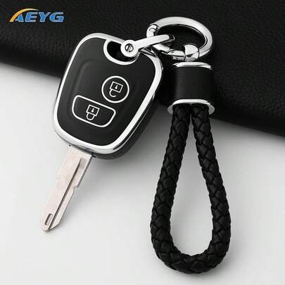 適用於 Citro En C1 C4、Peugeot 106 107 206 207 306 307 406 407 的鑰匙遙控器保護殼，含鑰匙圈，TPU 材質汽車遙控鑰匙套保護殼配件