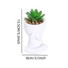 1/3pcs Artificial Succulent Plants, Single Small Succulent Potted Plants, 3 Shapes Available, Cartoon Design, PP Material, PE Material, Green, Desktop Decoration, Home Decor, Hotel, Restaurant, Living Room Bedroom - White - View 12